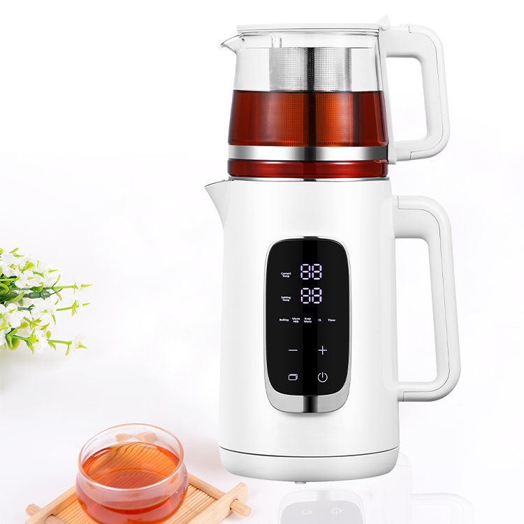 새로운 혁신적인 1.5l 및 1.1l 이중 냄비 고용량 유리 주전자 물 보일러 전기 차 주전자 보일러 