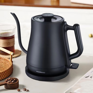 Morden 스타일 1500W 빠른 끓는 구즈넥 커피 주전자 1.0l 무광택 검은 주전자 가정용 드립 커피 용 커피 메이커 위에 부어
