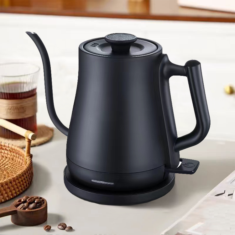 Morden 스타일 1500W 빠른 끓는 구즈넥 커피 주전자 1.0l 무광택 검은 주전자 가정용 드립 커피 용 커피 메이커 위에 부어