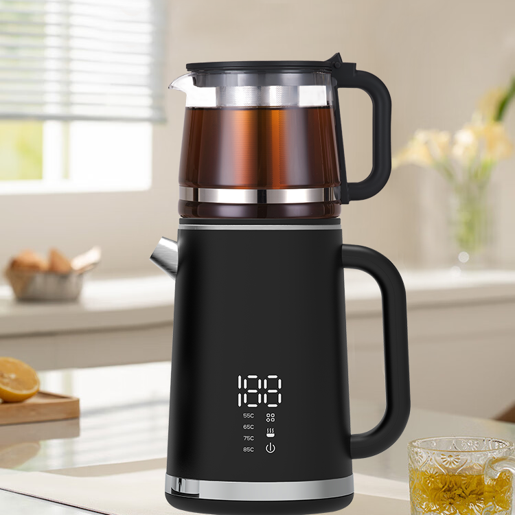 Yuekon Kitchen Appliances Arabic Tea Maker Set CE ROHS 디지털 유지 따뜻한 물 보일러 더블 레이어 디지털 차 메이커 