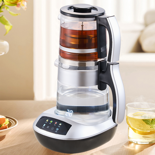 도매 유리 주전자 주전자 2 1 전기 사모바르 주전자 휴대용 주전자 더블 다채로운 제어판 유리 디지털 주전자