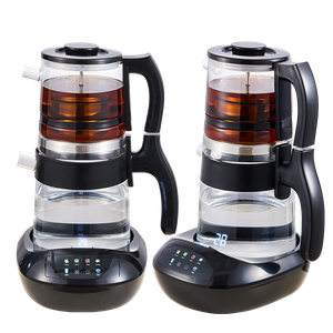 YUEKON 스마트 가전 차 메이커 Samovar 새로운 1.8l + 0.9l 더블 레이어 콜드 터치 스마트 높은 붕규산 유리 차 메이커