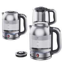 현대 아랍어 더블 뜨거운 차 메이커 주전자 유리 몸 전기 물 주전자 따뜻한 러시아 사모바르 차 메이커 차 주전자를 유지