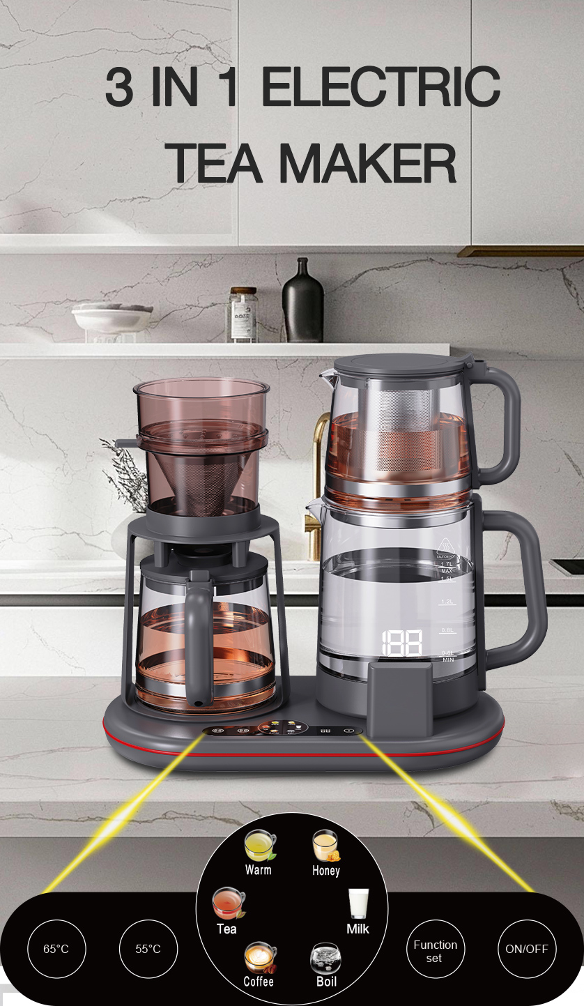 1.7L+1.1L 디지털 터치스크린 차 메이커