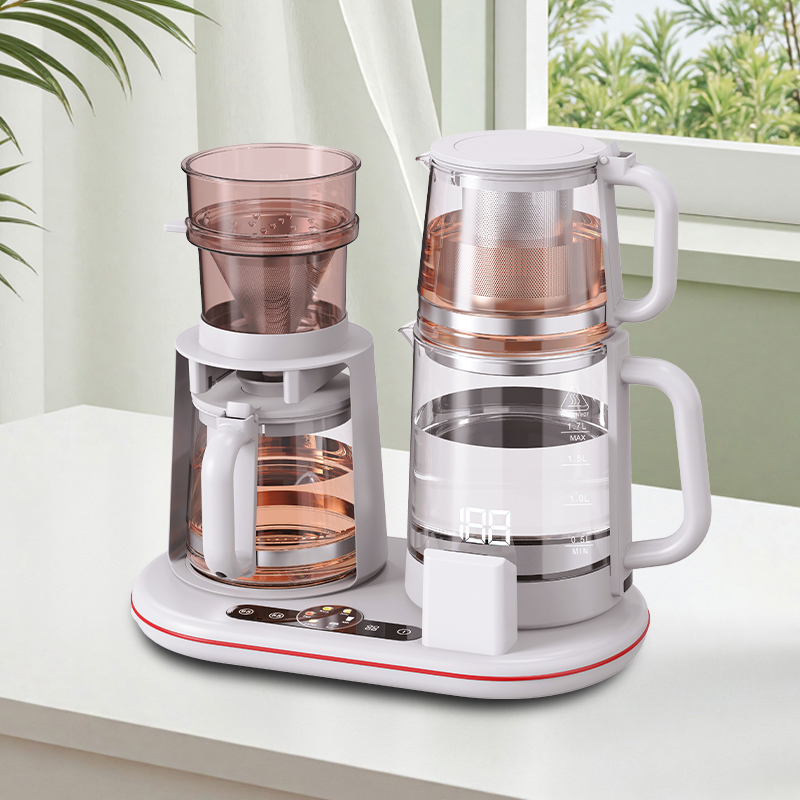 1500W 다기능 유리 주전자 스마트 무선 더블 주전자 전기 주전자 커피 포트 세트 온도 조절 디지털