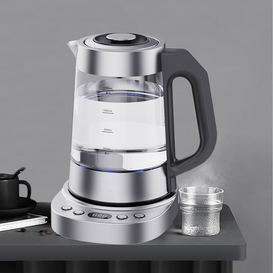 터키어 세련된 파란색 Led 인테리어 전기 물 주전자 디지털 차 메이커 스테인레스 스틸 온도 조절 무선 유리 주전자 