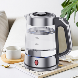 YUEKON 뜨거운 판매 1.7l 자동 전원 끄기 전기 차 메이커 파란색 Led와 전기 유리 차 주전자