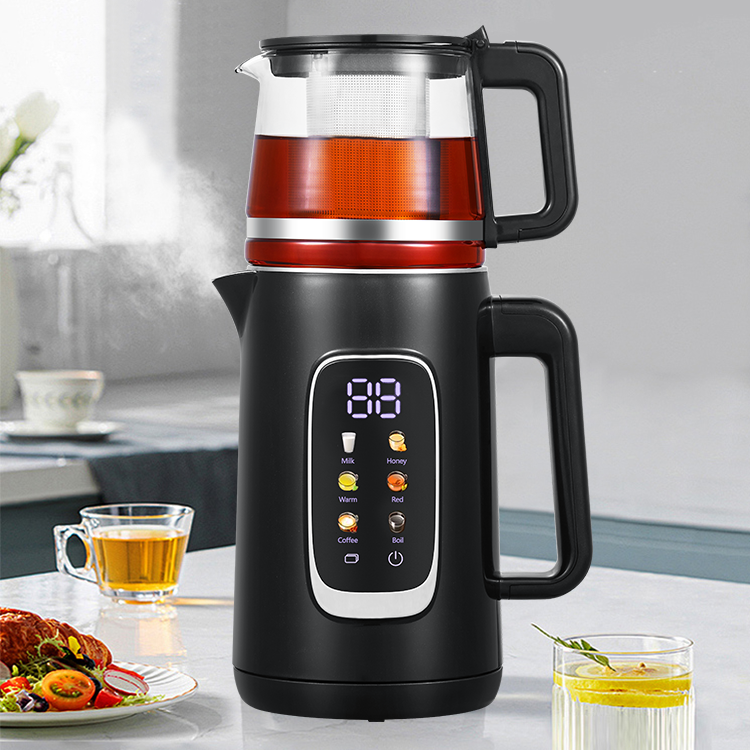 현대 흑인 아랍어 전기 주전자 디지털 2.6L 터키 사모바르 주전자 전기 차 메이커 세트 따뜻한 온도 제어 유지 