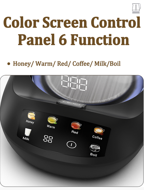 YUEKON 스마트 가전 차 메이커 Samovar 새로운 1.8l + 0.9l 더블 레이어 콜드 터치 스마트 높은 붕규산 유리 차 메이커