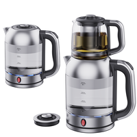 이동식 뚜껑 전기 유리 주전자가있는 중동 전기 아랍어 차 기계 사모바르 터키 차 메이커