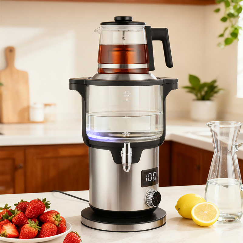 4.5 + 1.1L 스마트 더블 레이어 차 메이커 기계 2000W 가정용 손잡이 터키 차 주전자 끓는 물에 대 한 전기 무선 주전자