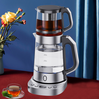 터키 차 메이커 세트 전기 주전자 완전 자동 다중 빠른 난방 가정용 유리 2 In 1 차 주전자 트레이 세트