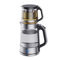 중동 아랍어 커피 메이커 전기 사모바르 찻주전자 가전 제품 차 메이커가 있는 2층 전기 유리 주전자 