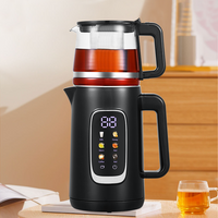 뜨거운 판매 기기 이중 레이어 1.5L+1.1L 스테인레스 스틸 전기 물 케틀 아랍어 사모바르 차 메이커 세트 유리 찻 주전자 주전자