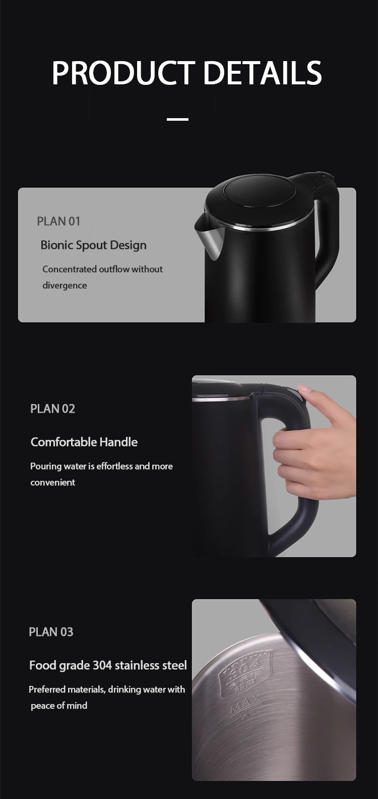 1.5L 스테인레스 스틸 주전자 더블 레이어 주전자 온도 조절 스마트 디지털 전기 차 주전자
