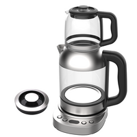 1850W LED 유리 바디 블루 유리 차 메이커 디지털 터치 스크린 제어 2.0L 전기 유리 케틀 1.0L 유리 냄비