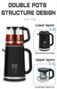 Yuekon 1.5L+1.1L 전자식 주전자 유리 주전자 및 주전자 2 인트 온도 제어 기능이있는 이중 레이어 차 메이커
