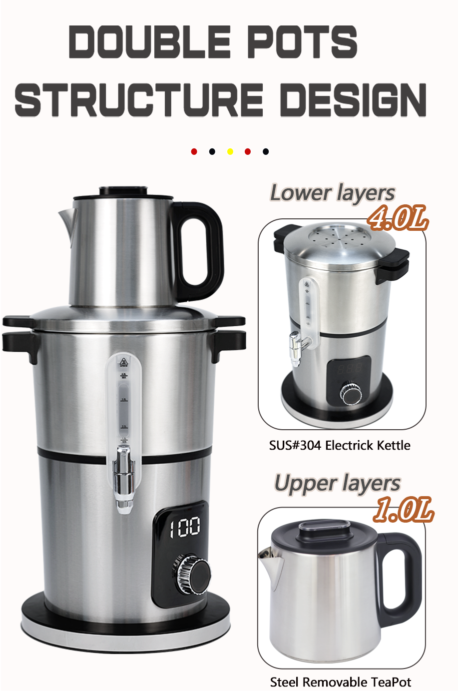 무선 사마바르 온도 조절 전기 주전자