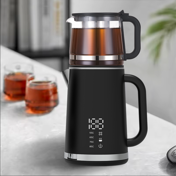 주방 가전 제품 1.5L 주전자+1.1L 찻 주전자 이중 전기 차 메이커 온도 제어 디지털 디스플레이 유리 케틀 하이 티