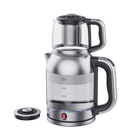 2 In 1 터키 사모바르 더블 티 메이커 온수기 2200W 세척 가능 필터 맞춤형 전기 유리 티 메이커 