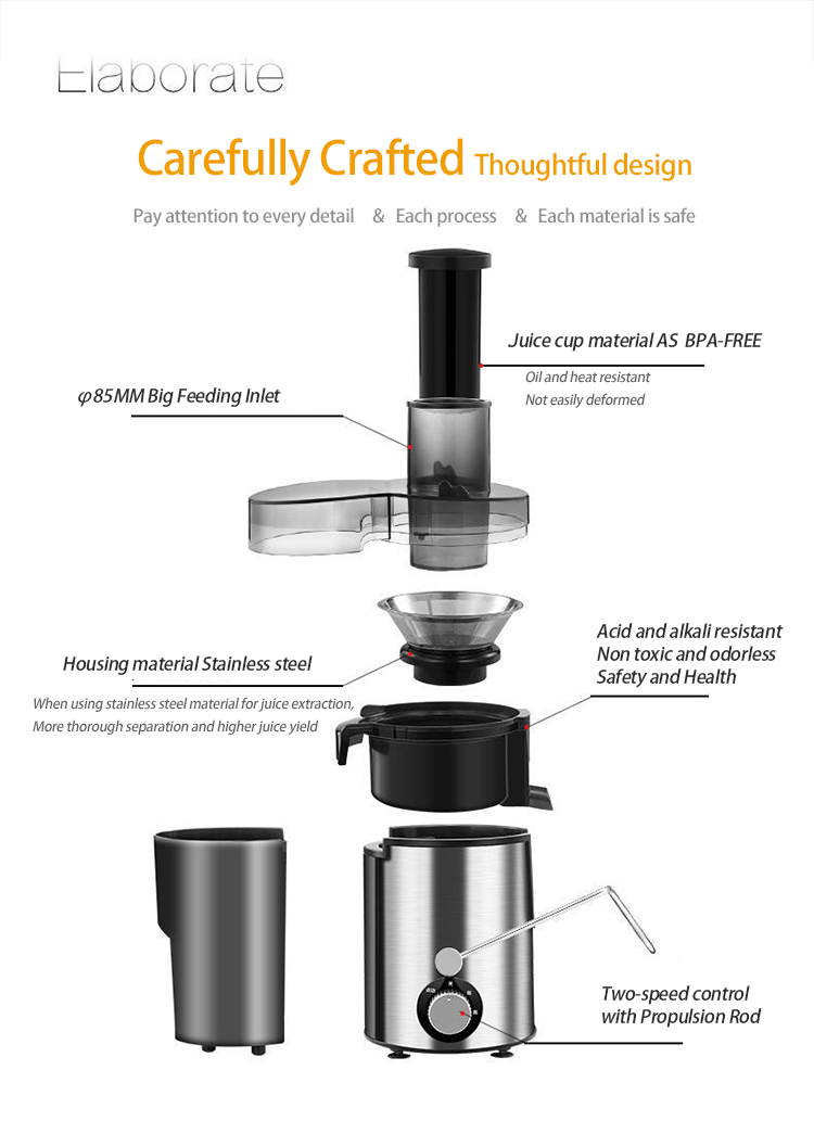 arger 먹이는 입 큰 급식 슈트 저잡음 야채와 과일 주스 