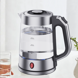 1.7 리터 자동 차단 전기 주전자 높은 붕규산 유리 주전자 푸른 빛 짜개진 조각 기계 Oem Odm 물 주전자