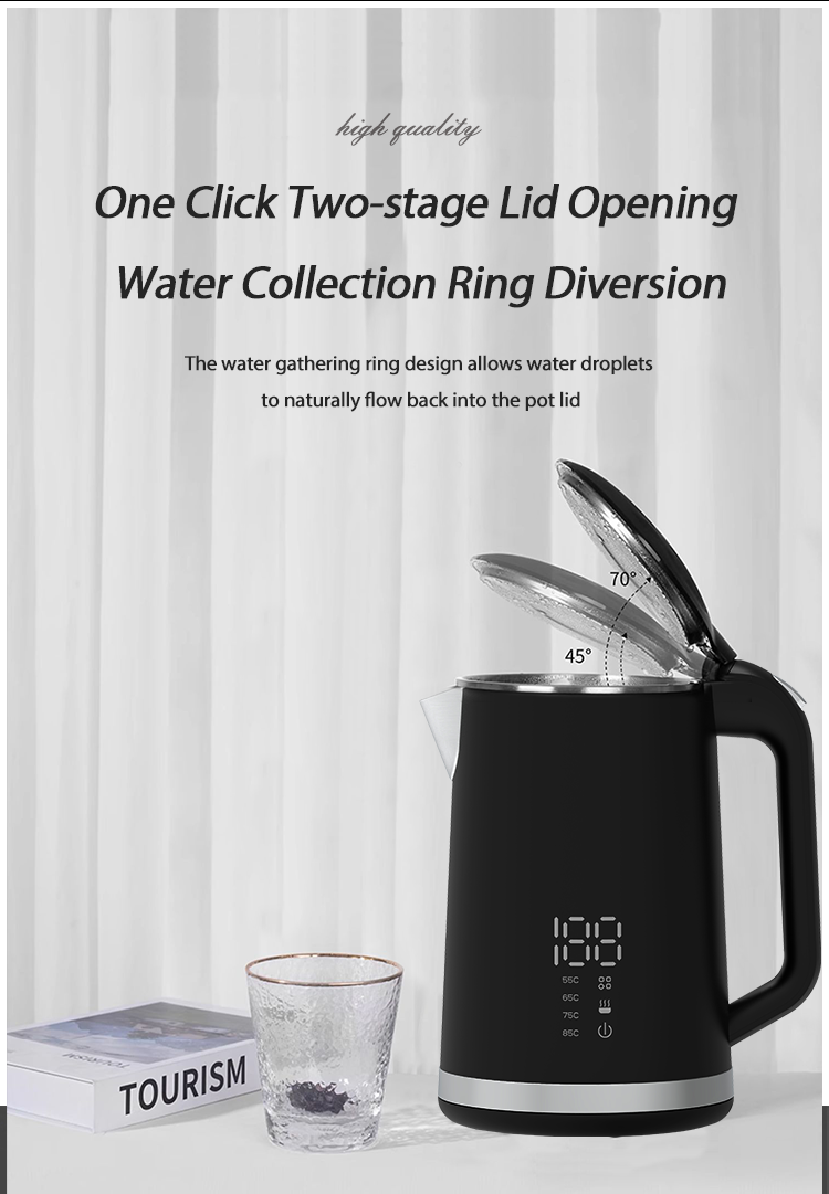 1.5L 스테인레스 스틸 주전자 더블 레이어 주전자 온도 조절 스마트 디지털 전기 차 주전자